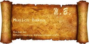 Musics Baksa névjegykártya